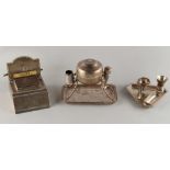 Property of a deceased estate - an early 20th century silver desk calendar, with integral lidded