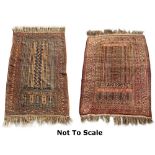 Property of a gentleman - two Belouch prayer rugs, mid 20th century, 56 by 41ins. (142 by 104cms.)