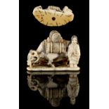 The Ronald Hart Collection of Japanese Netsukes - a carved ivory netsuke modelled as a girl