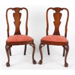 Property of a lady - a pair of George II style side chairs with stylised vase backs & cabriole front