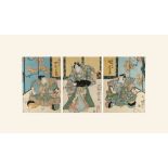 Utagawa Kunisada I (1786-1865) - Scenes from the kabuki play Yoshitsune and the Thousand Cherry