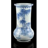 A Japanese Hirado blue & white vase, Meiji period (1868-1912), painted with figures standing by