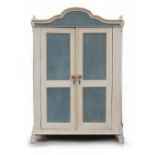 Property of a gentleman - a 19th century Continental painted pine two-door armoire, 53.35ins. (135.