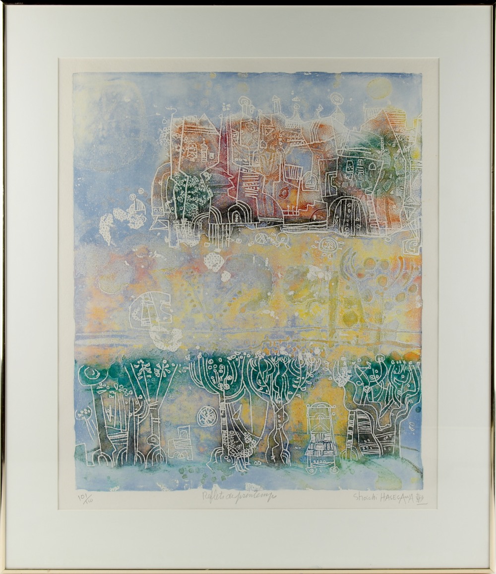 Shoichi Hasegawa (b.1929) - 'Reflets de printemps' - etching in colours, limited edition, 23.45 by