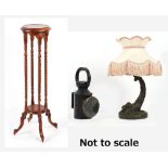 Property of a lady - a carved hardwood plantstand with barleytwist supports; together with an Art
