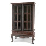 Property of a gentleman - a Continental painted glazed two door bookcase on stand, parts probably