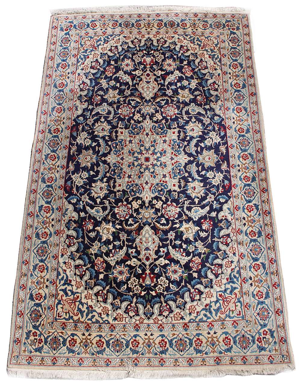 Property of a gentleman - a good mid 20th century Persian Isfahan part silk rug, with ivory field,