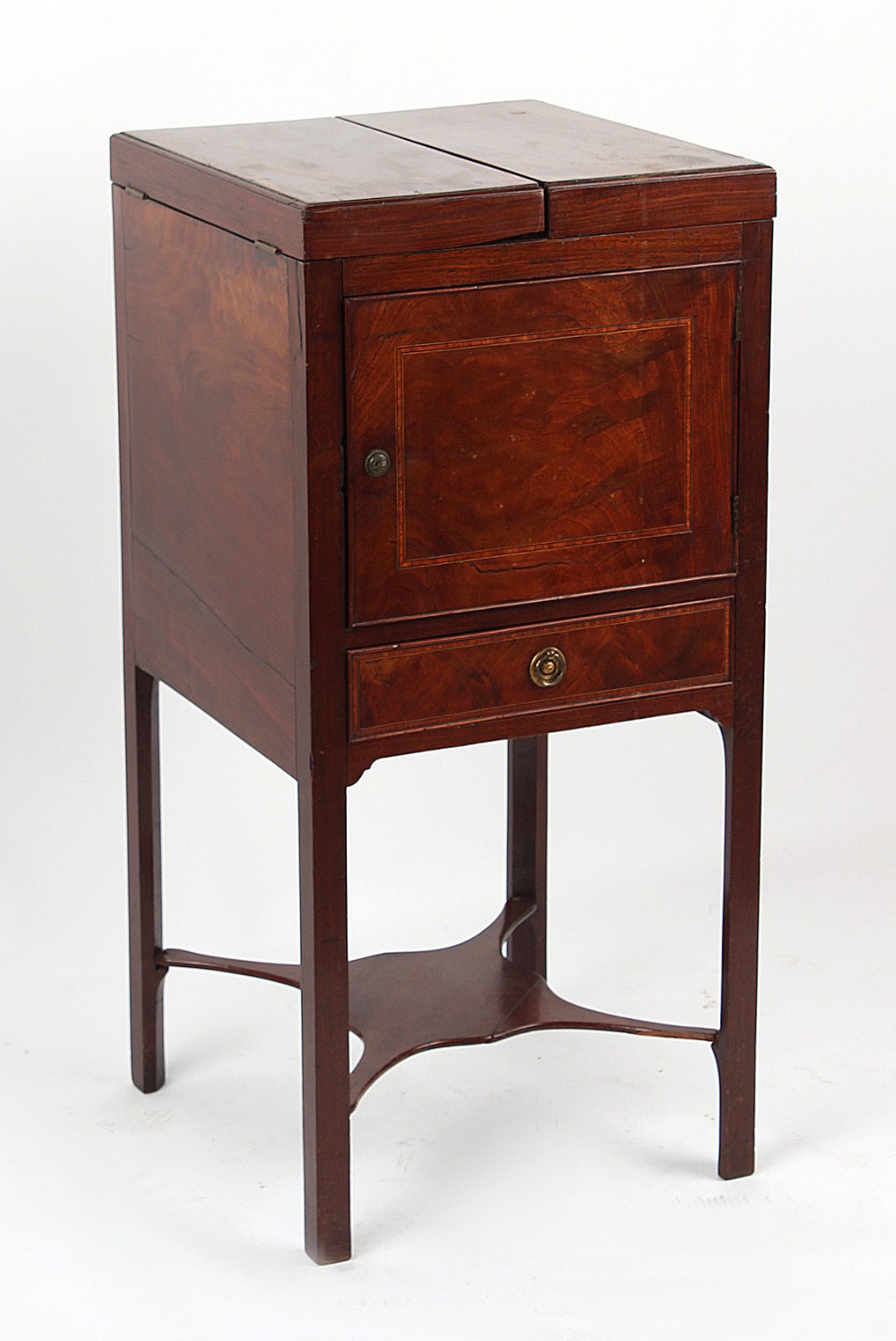 Property of a lady - a 19th century & later adapted mahogany washstand, with twin hinged top above a