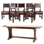 Property of a gentleman - an oak refectory table with four plank top, the top 82.6 by 30.3ins. (