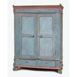 Property of a gentleman - a 19th century Continental painted pine two-door armoire, 56.5ins. (143.