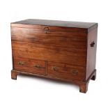 Property of a lady - a mid 18th century George II mahogany mule or marriage chest with bale