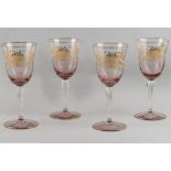 Property of a lady - a set of four early 20th century French drinking glasses with enamel painted