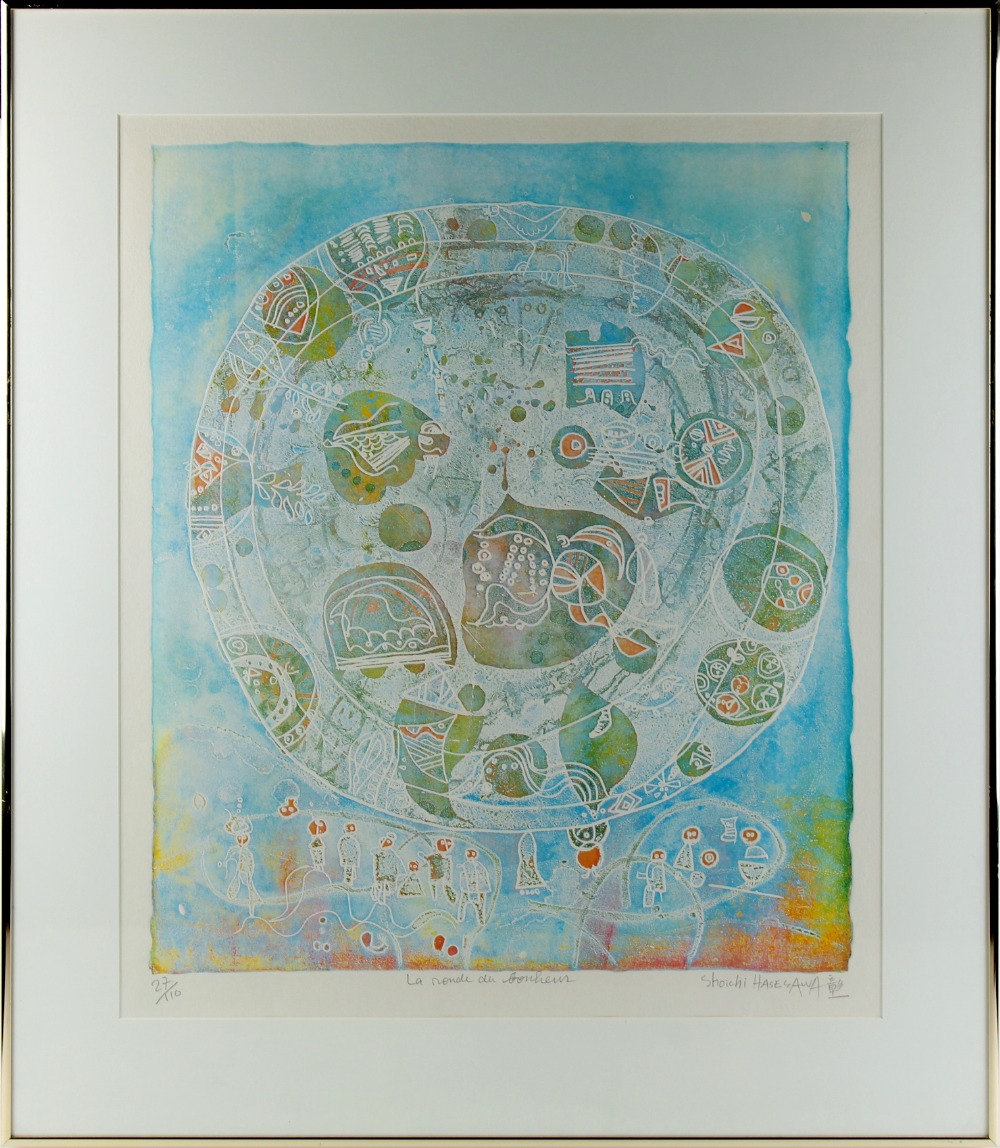Shoichi Hasegawa (b.1929) - 'La ronde du bonheur' - etching in colours, limited edition, 23.05 by