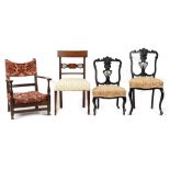Property of a gentleman - four assorted chairs including a Regency bar-back dining chair (4) (see