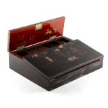 Property of a lady - a late 19th / early 20th century Japanese lacquer writing box with mother-of-