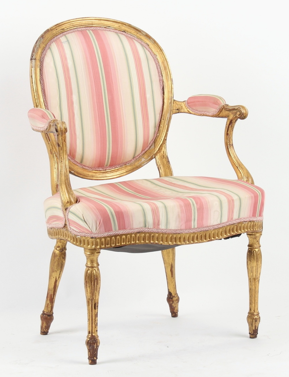 Property of a lady - a 19th century carved giltwood open armchair, in George III style (see