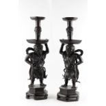 A pair of Chinese bronze standing figures, Ming Dynasty (1368-1644), previously pricket