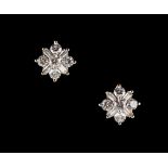 A pair of Iliana 18ct yellow gold diamond flowerhead stud earrings, each set with alternating