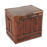 A late 19th / early 20th century Chinese wicker trunk, with iron locks & handles, approximately