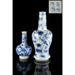 Two Chinese blue & white vases, 18th / 19th century, the larger painted with two birds among