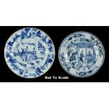 Property of a lady, acquired in the 1980's or early 1990's - two Chinese blue & white plates, Kangxi