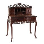 Property of a gentleman - a late 19th / early 20th century Chinese carved hongmu writing desk,