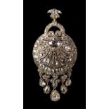 A very good Georgian diamond tasselled pendant or brooch, the estimated total diamond weight 13.0