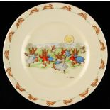 Property of a lady - a Royal Doulton 'Bunnykins' plate, signed Barbara Vernon, decorated with the '
