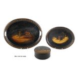 Property of a lady - two 19th century Russian lacquer oval trays, both by Vishniakova, both