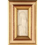 Property of a gentleman - 'Jeune fille au bain' - an Art Deco carved ivory relief plaque, 6.6 by 2.