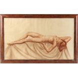 Property of a gentleman - C.J. Pierre (20th century) - RECLINING FEMALE NUDE - watercolour, 27.55 by