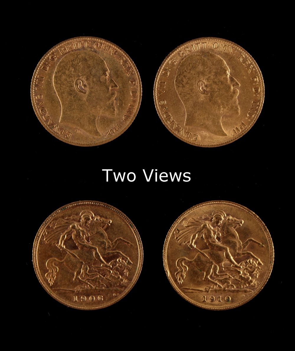 Property of a lady - gold coins - two Edward VII gold half sovereigns, 1906 and 1910 (2) (see