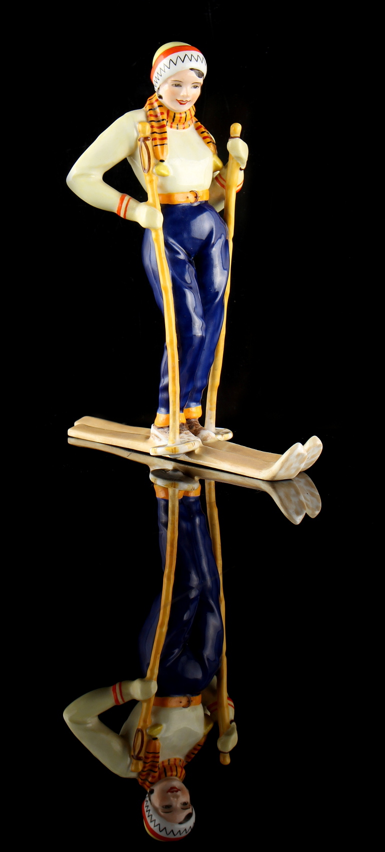 Property of a gentleman - a rare 1930's Art Deco Royal Crown Derby model of a lady skier, model