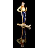 Property of a gentleman - a rare 1930's Art Deco Royal Crown Derby model of a lady skier, model