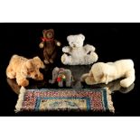 Property of a lady - five soft toys including a Steiff lamb, a Steiff dog, and a Steiff elephant;