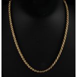 Property of a deceased estate - an 18ct yellow gold rope-twist chain necklace, 20.25ins. (51.
