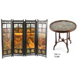 Property of a lady - a late 19th / early 20th century ebonised four-fold scrap screen with