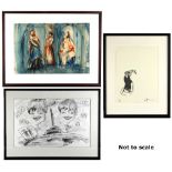 Property of a gentleman - three assorted framed & glazed pictures & prints including a watercolour