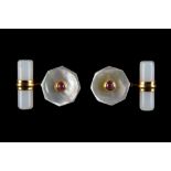 A pair of mother-of-pearl & cabochon ruby cufflinks (2) (see illustration).