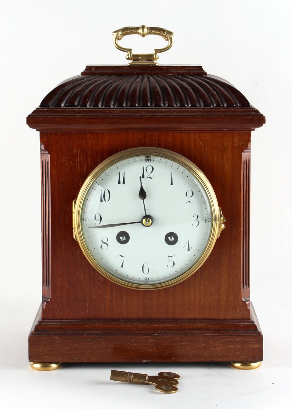 Property of a lady - an Edwardian mahogany bracket type mantel clock, the French 8-day movement