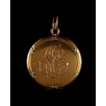 Property of a lady - an early 20th century French 18ct yellow gold pendant locket, with ribbon