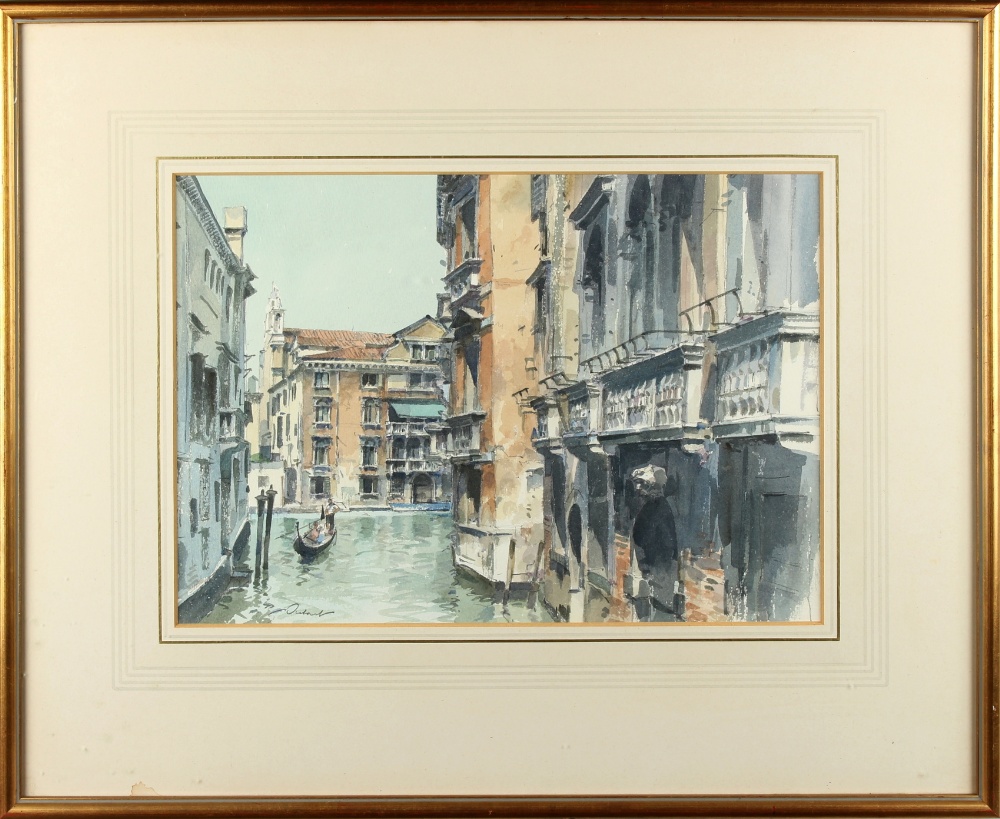 Property of a gentleman - Stanley Orchart (1920-2005) - 'SIDE CANAL, VENICE' - watercolour, 10 by