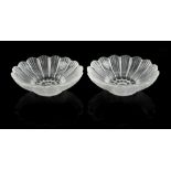 Property of a gentleman - a pair of Lalique frosted glass daisy pattern bowls or dishes, each 3.