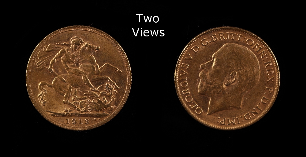 Property of a deceased estate - gold coin - a 1913 George V gold full sovereign, in Spink & Son Ltd.