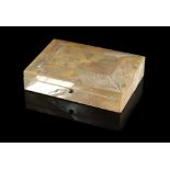 Property of a lady - a 19th century mother-of-pearl rectangular box with engraved floral decoration,