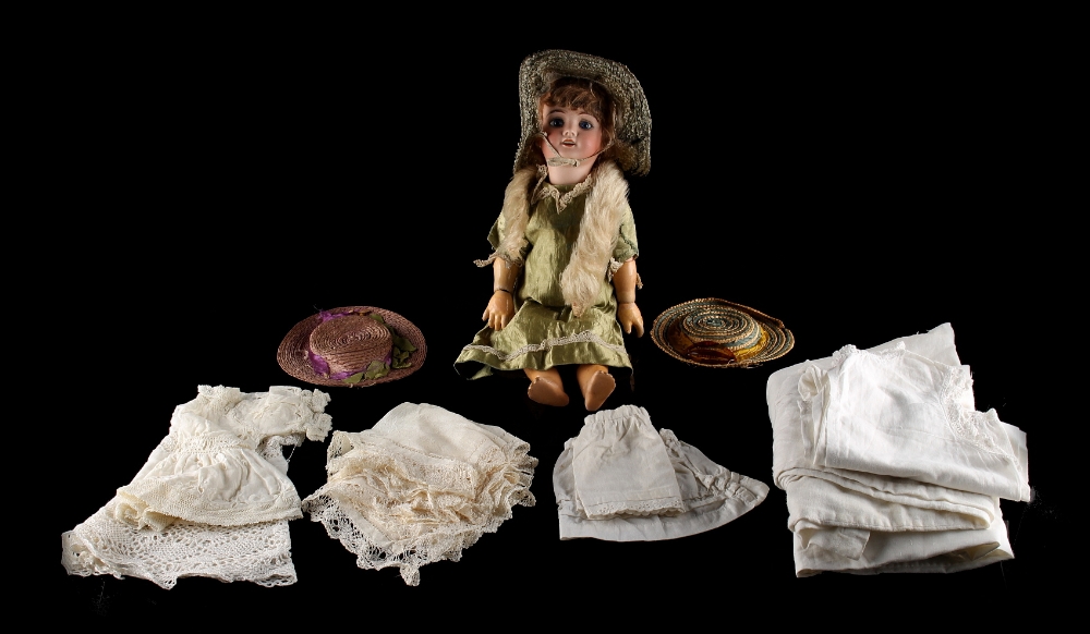 Property of a lady - a French Lanternier & Cie Limoges bisque headed doll, circa 1915-24, with
