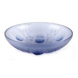 Property of a deceased estate - an Art Deco Sabino blue moulded glass sea urchin bowl, marked '