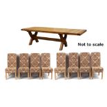 Property of a gentleman - a modern French oak extending refectory table, with single extra leaf, the