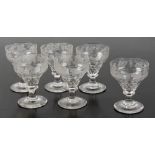Property of a gentleman - a set of six early 20th century glass rummers with etched vine banding (6)