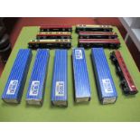 Twelve Hornby Dublo Three Rail Eight Wheeled Coaches, including restaurant car, #D22 Corridor